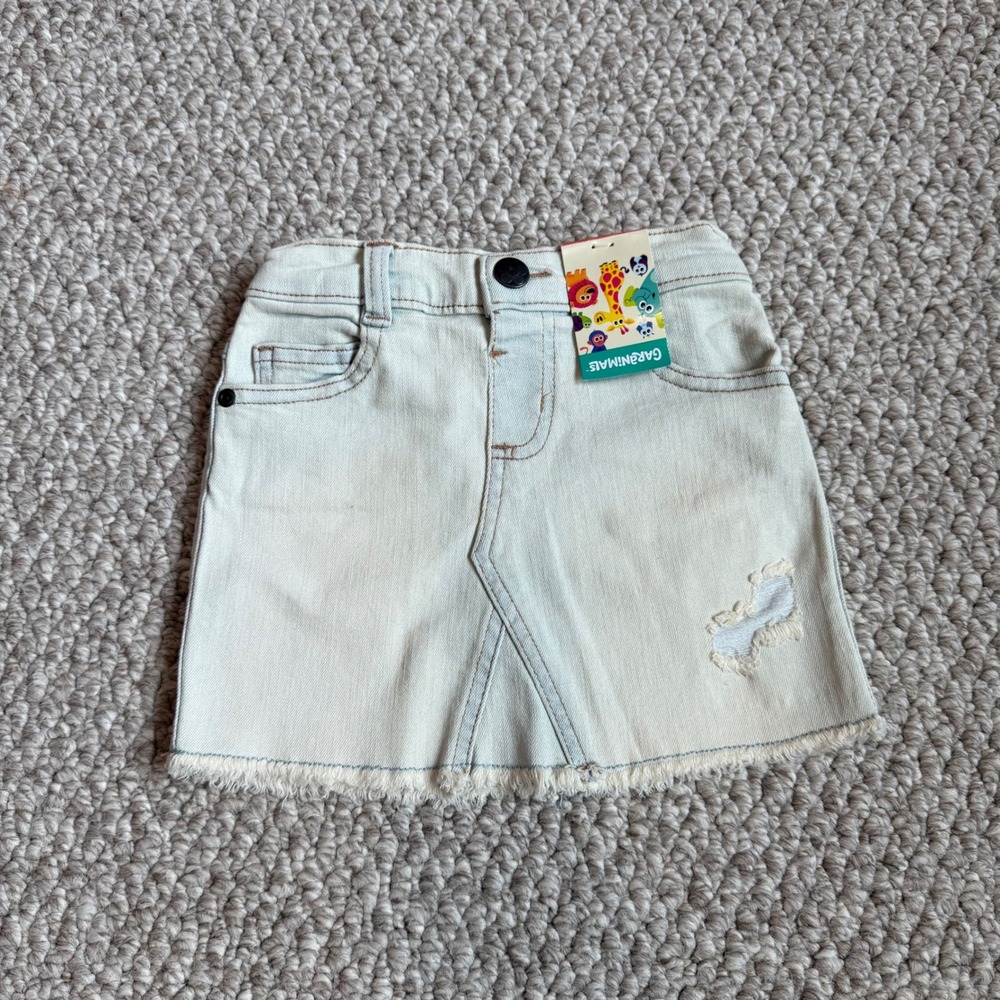 Garanimals Kids Girls Light Wash Denim Distressed Frayed Hem Skirt Size 2T